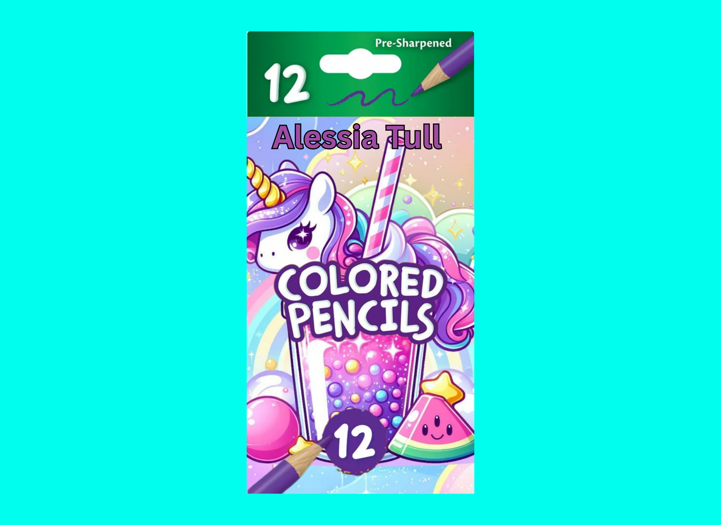 CUSTOMIZED COLORED PENCIL STICKER 12 IN BOX