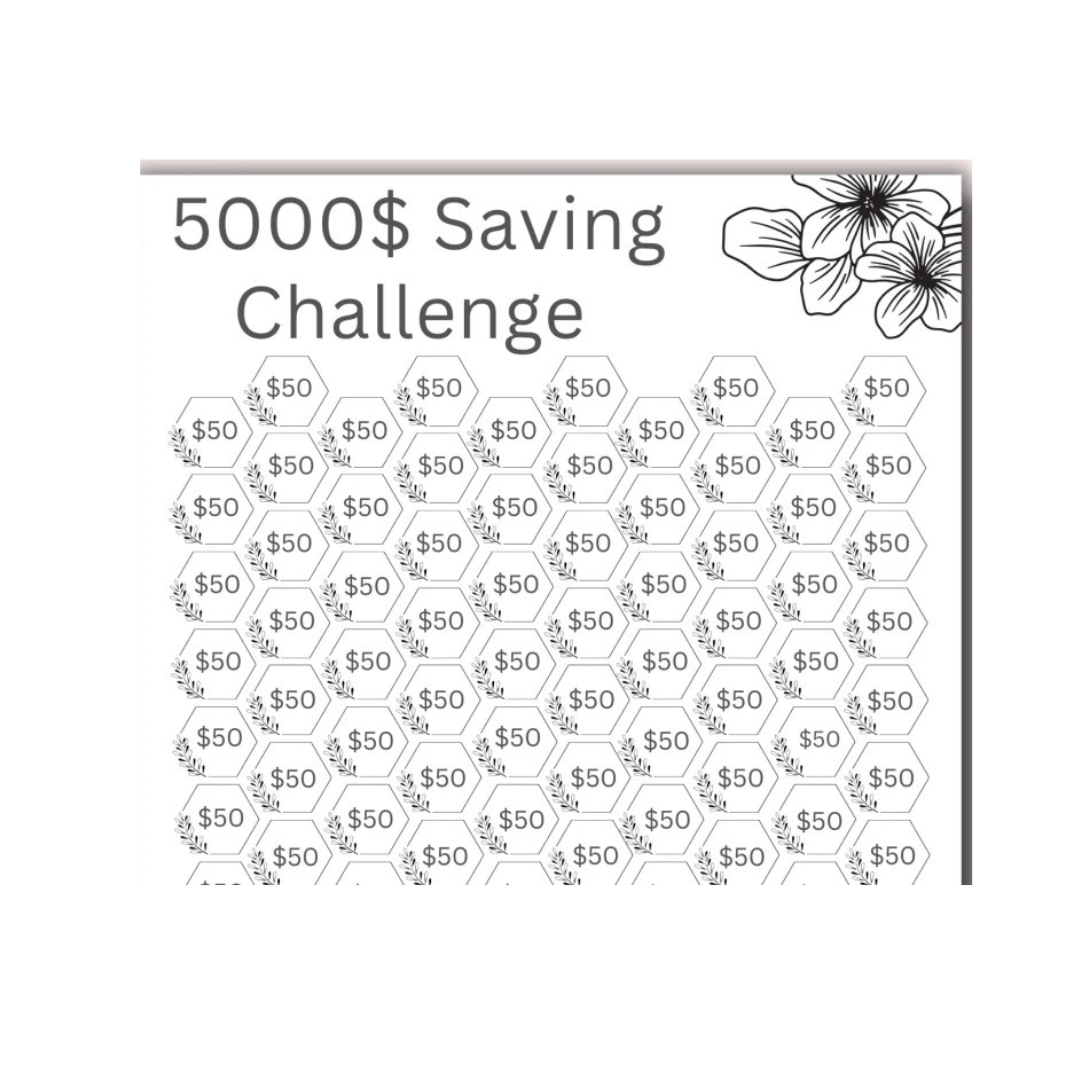 $5000 in 100 days Saving Challenge includes Cash Envelopes and Highlighter