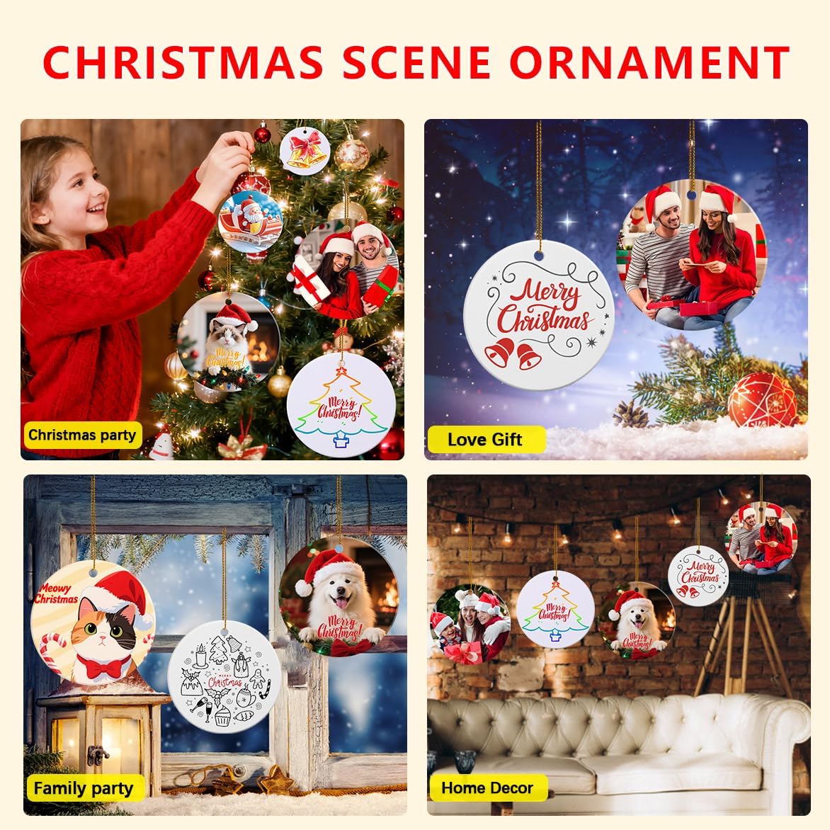 CERAMIC ORNAMENT CUSTOMIZED PRINTED CHRISTMAS TREE CRAFT