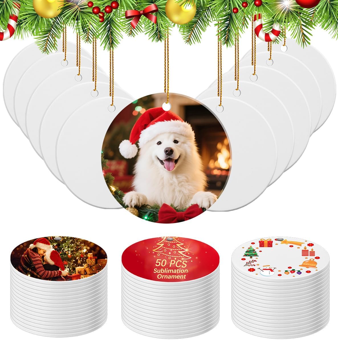 CERAMIC ORNAMENT CUSTOMIZED PRINTED CHRISTMAS TREE CRAFT